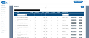 VendRX inventory screen